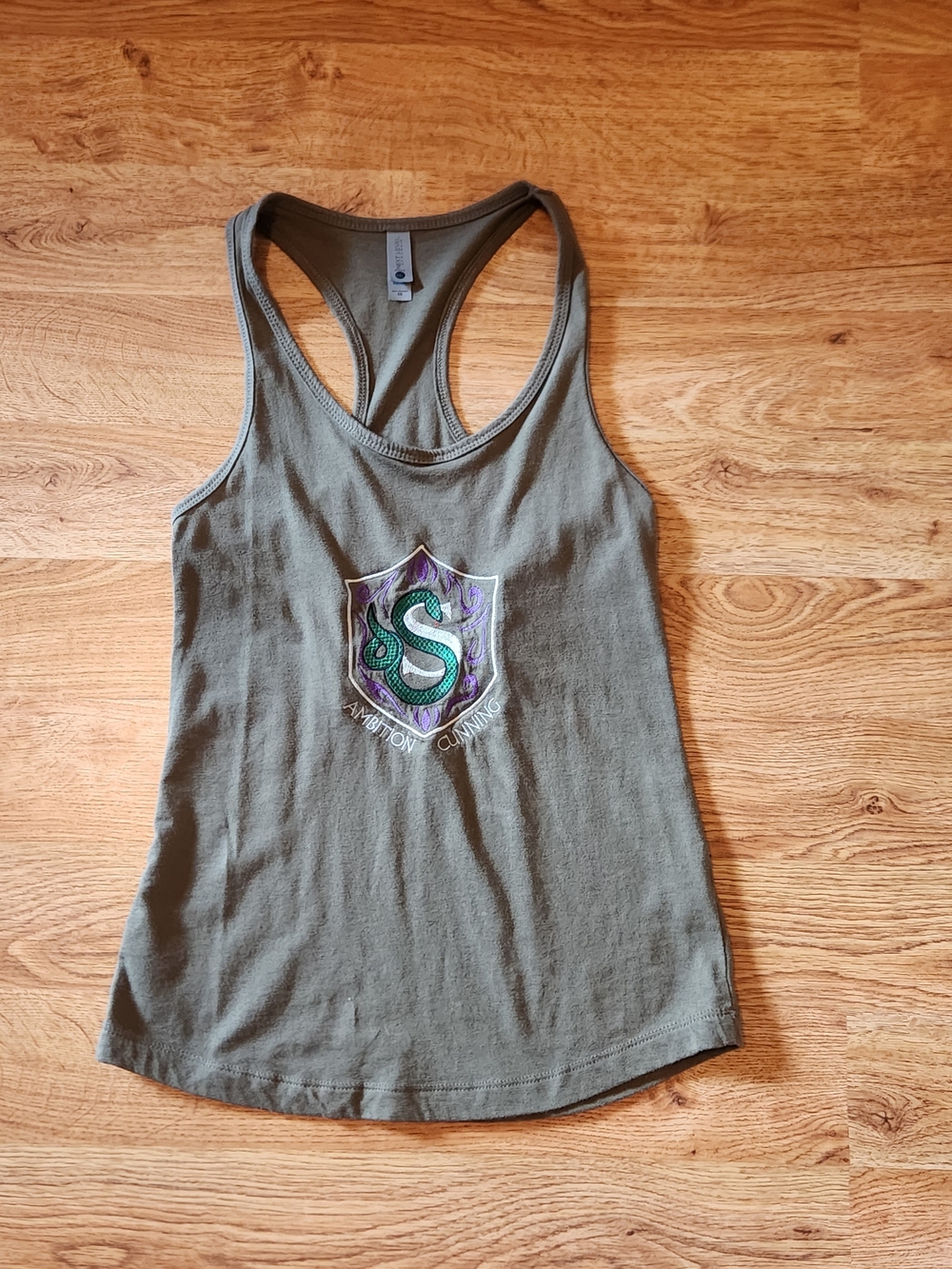Harry Potter Inspired Slytherin Green Racerback Tank, Embroidered, Size XS
